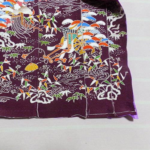 袷縫の表地の裏から見た画像